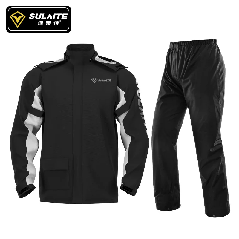 SULAITE Motorcycle Raincoat Rain Pants Set Outdoor Riding Full Body Split Raincoat Trousers W Hidden Shoe Cover Size M-3XL