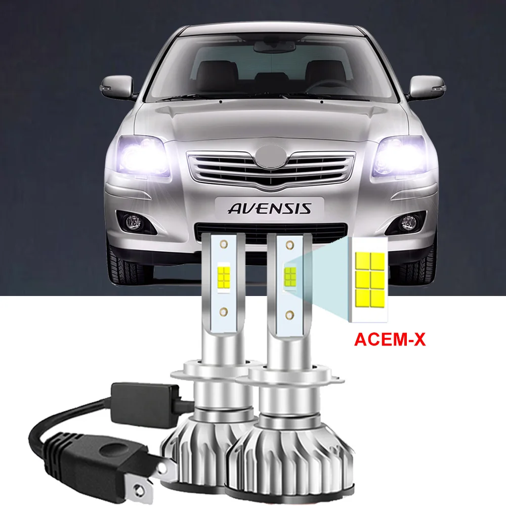 

2 шт. автомобильных светодиодных ламп для фар Toyota Avensis II MK T25 2003-2008, светодиодные лампы дальнего и ближнего света Canbus (подходят для моделей с галогеновыми лампами)