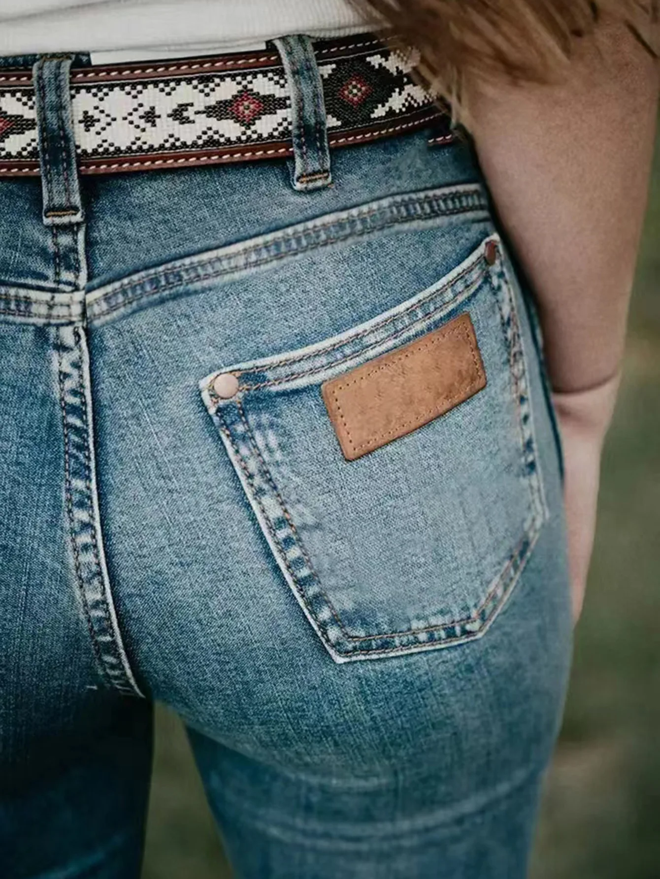 스트레이트 팬츠 청바지 여성 빈티지 워싱 플로어 길이 미드 웨이스트 포켓 여성 스트리트웨어 베이직 데님 바지 디스트레스드