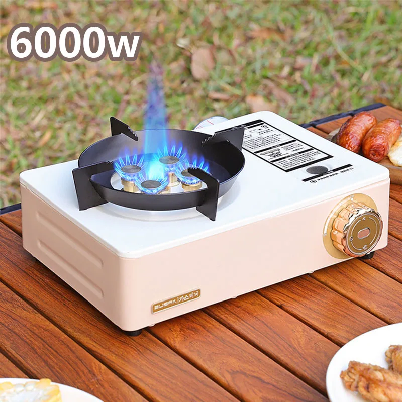 6000w High Power Butane Gas Stove Outdoor Gas Burner 2 Gears flame Metal Heater Camping Picnic Adult Portable Cassette windproof