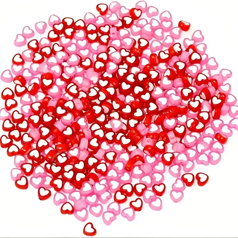 100 teile/los 8mm Liebe Herz Acryl Perlen Gemischt Rot Rosa Lose Spacer Perlen für Schmuck Machen DIY Handgemachte Accessoires