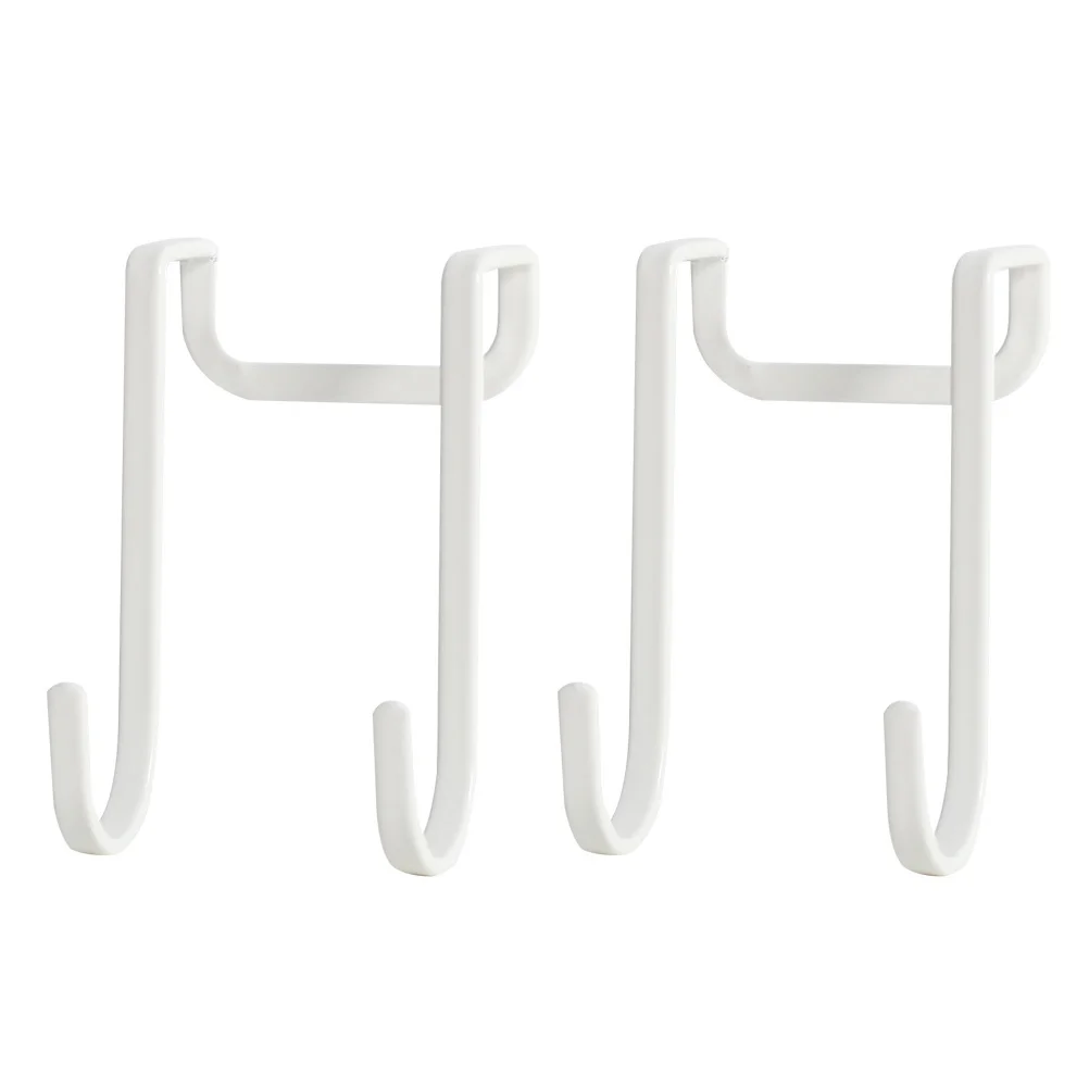 

2 pcs Traceless Hooks Iron Household Door Hanger Storage Suitable Bathroom Kitchen Balcony PunchFree DIY Decor