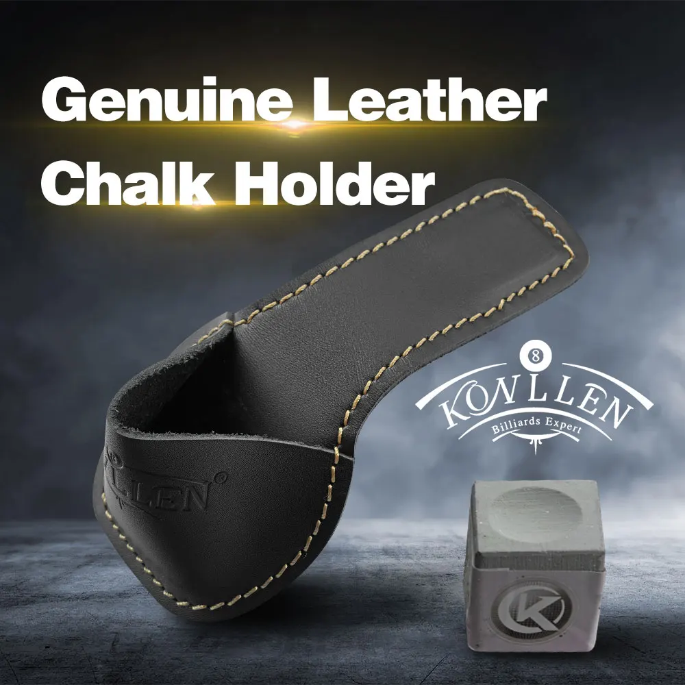 KONLLEN-Professional Billiards Chalk Holder, Bag Clip, Paunch Pocket, Leather, Snooker Pool Carom, Accessories