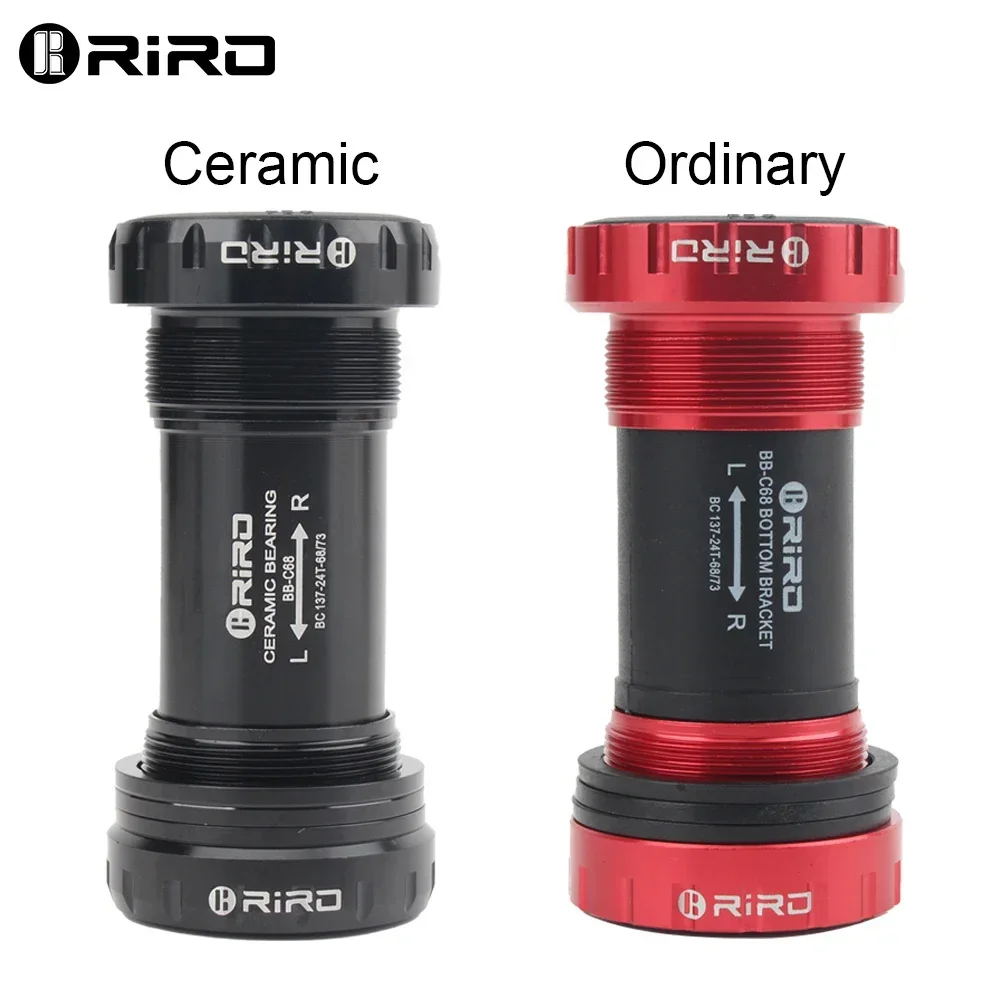 

RIRO Sealed Ceramic Bearings Bottom Bracket - BB68/BB92 68/73MM Threaded 1.37/24mm Shaft MTB Road Bike Universal Parts