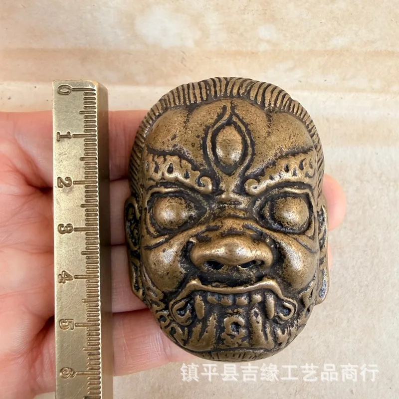 

Подвеска-маска Махакалы в тибетском стиле из латуни, аксессуар для культурных ценностей, подходит для использования с культурными артефактами, браслетами.