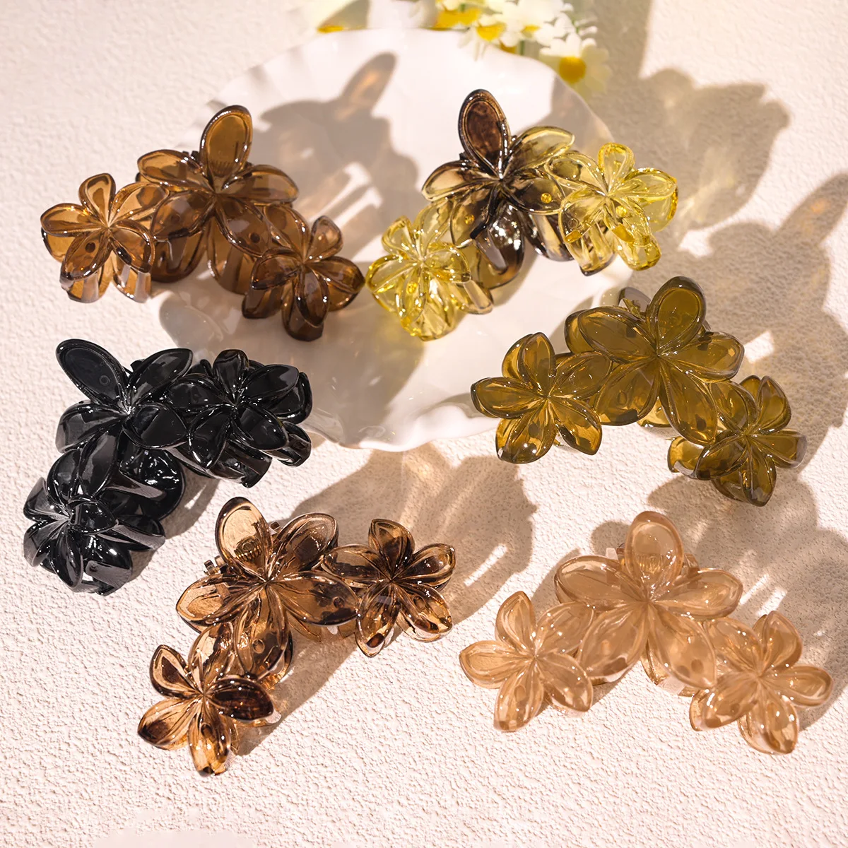 Vintage temperamento melard cor gradiente transparente hairpin garra de cabelo tubarão clipe grande rabo de cavalo barrette acessórios para o cabelo