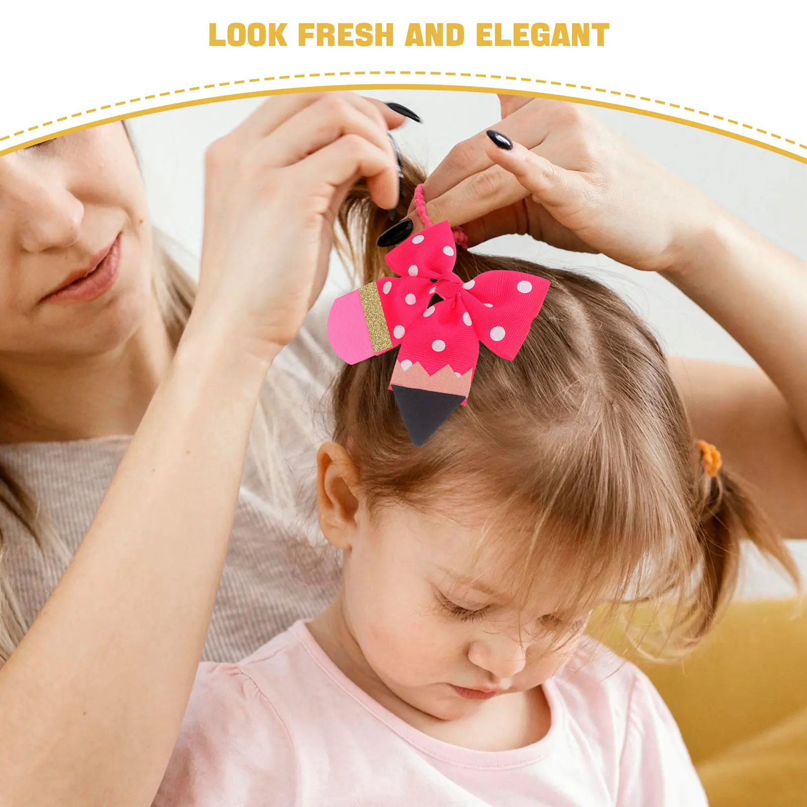 2Pairs Children's Hair Accessories Large Bowknot Ribbon Clips Non Slip Baby Barrettes for Toddler School Daily Wear No Crease view 3