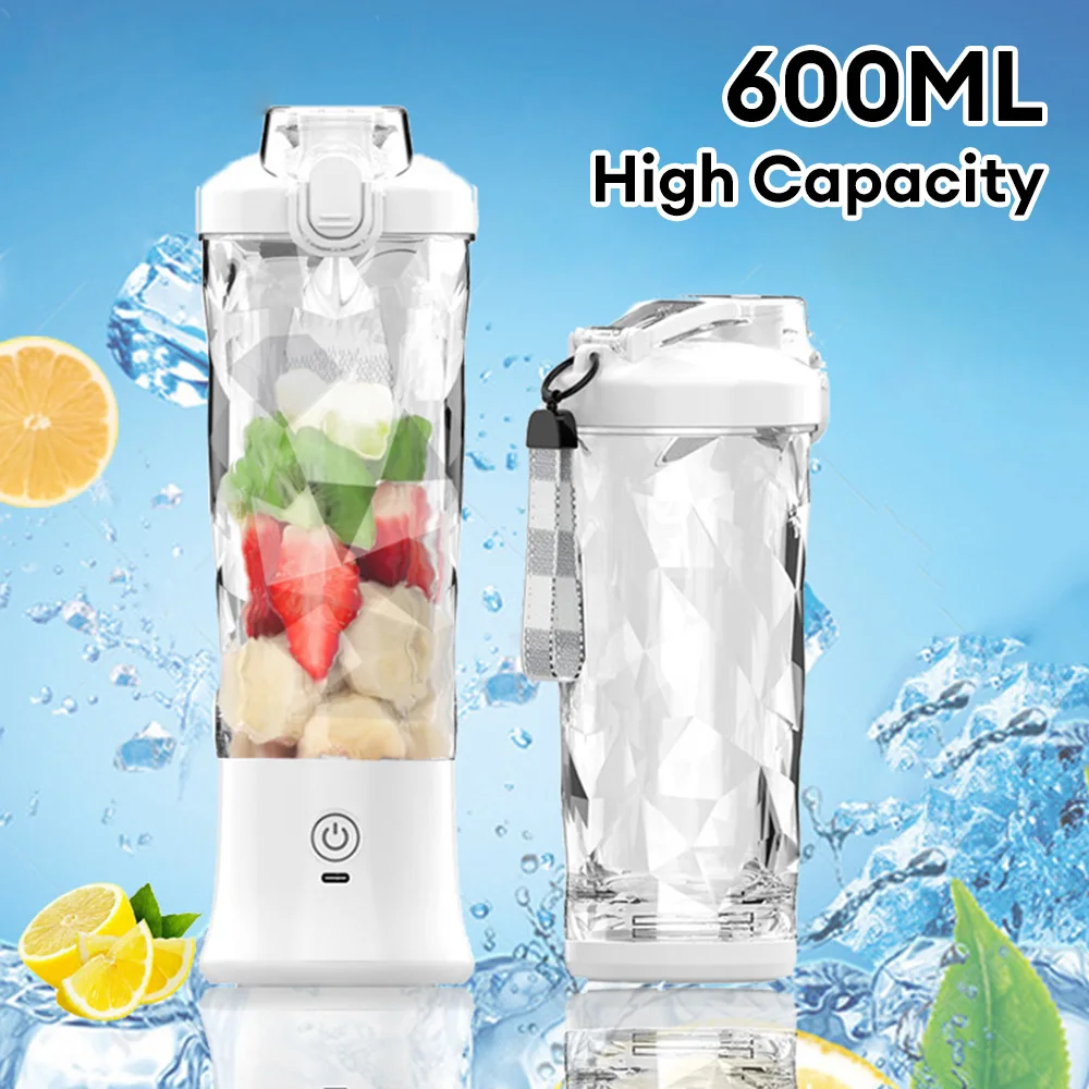 

Portable Blender 600ML Electric Juicer Fruit Mixers 4000mAh USB Rechargeable Smoothie Mini Blender Personal Juicer colorful Cup