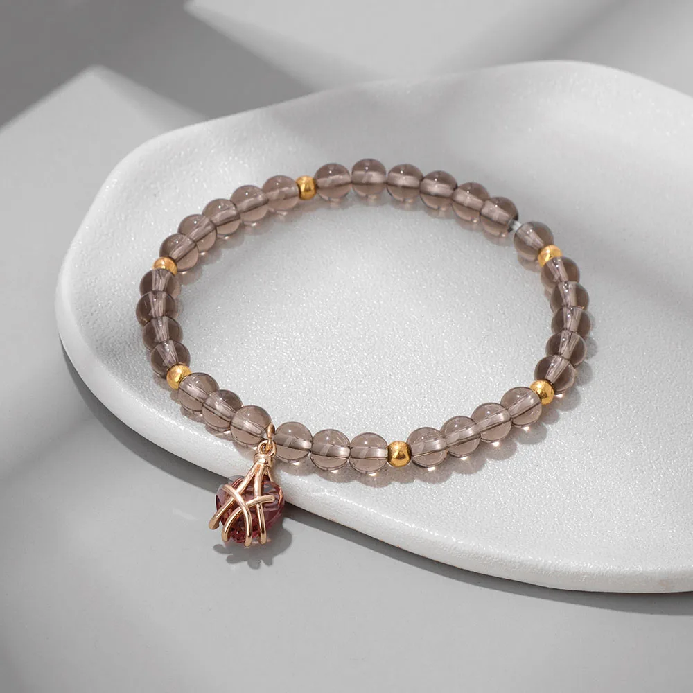 Großhandel Naturstein Rosa Rosenquarz Perlen Armband Frauen Tigerauge Katzenauge Perlen Herz Anhänger Armbänder Heilung Schmuck – Detail 16
