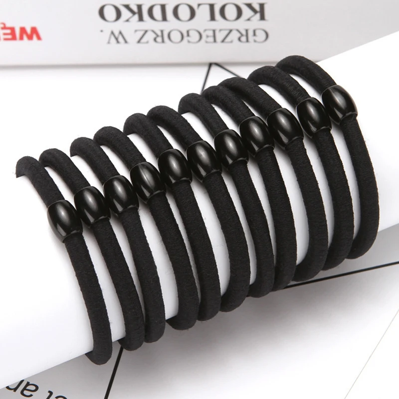 10Pcs Black Elastic Hair Bands for Women Girls Rubber Ties Ponytail Holder Scrunchies Kids Hair Accessories резинки для волос