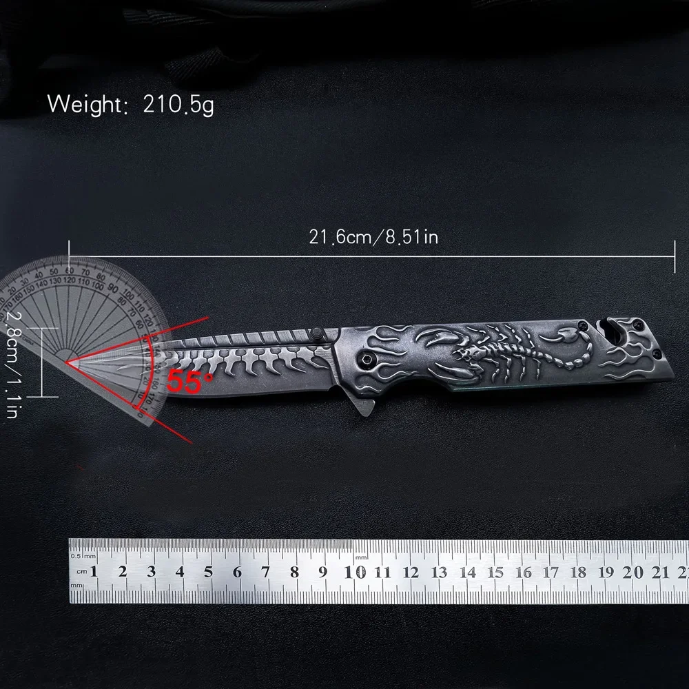 Outdoors Camping Folding Knife EDC High Hardness Military Tactical Pocket Knives for Fishing Scorpion Relief Handle Men\'gift