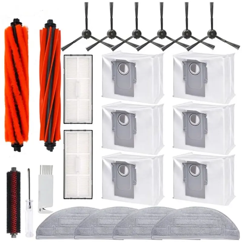 

Комплект аксессуаров A50F-23PCS для робота-пылесоса Roborock S8 Pro Ultra: двойная основная щетка, боковая щетка, фильтр, тряпка для уборки, мешок для сбора пыли