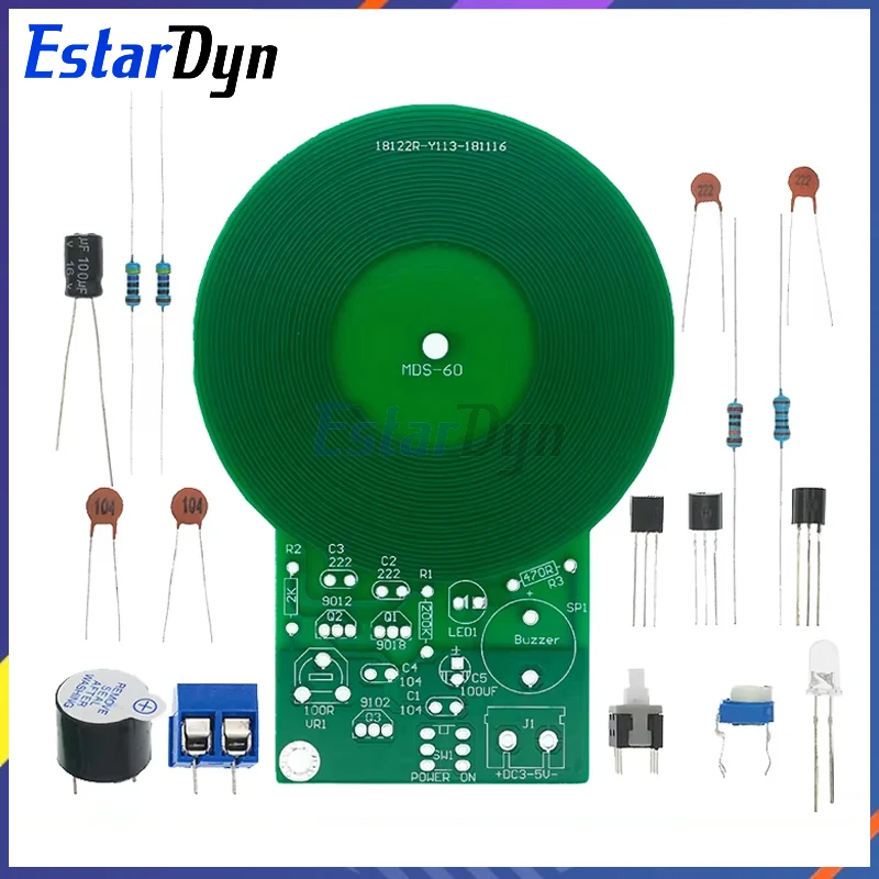 JS-60 DIY Kit Metal Detector Kit Electronic Kit DC 3V-5V 60mm Non-contact Sensor Board Module DIY Electronic Part Metal Detector