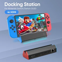 Portable Docking Station Base For Nintendo Switch OLED,Switch Dock with 4K HD Adapter/Type C/USB Port