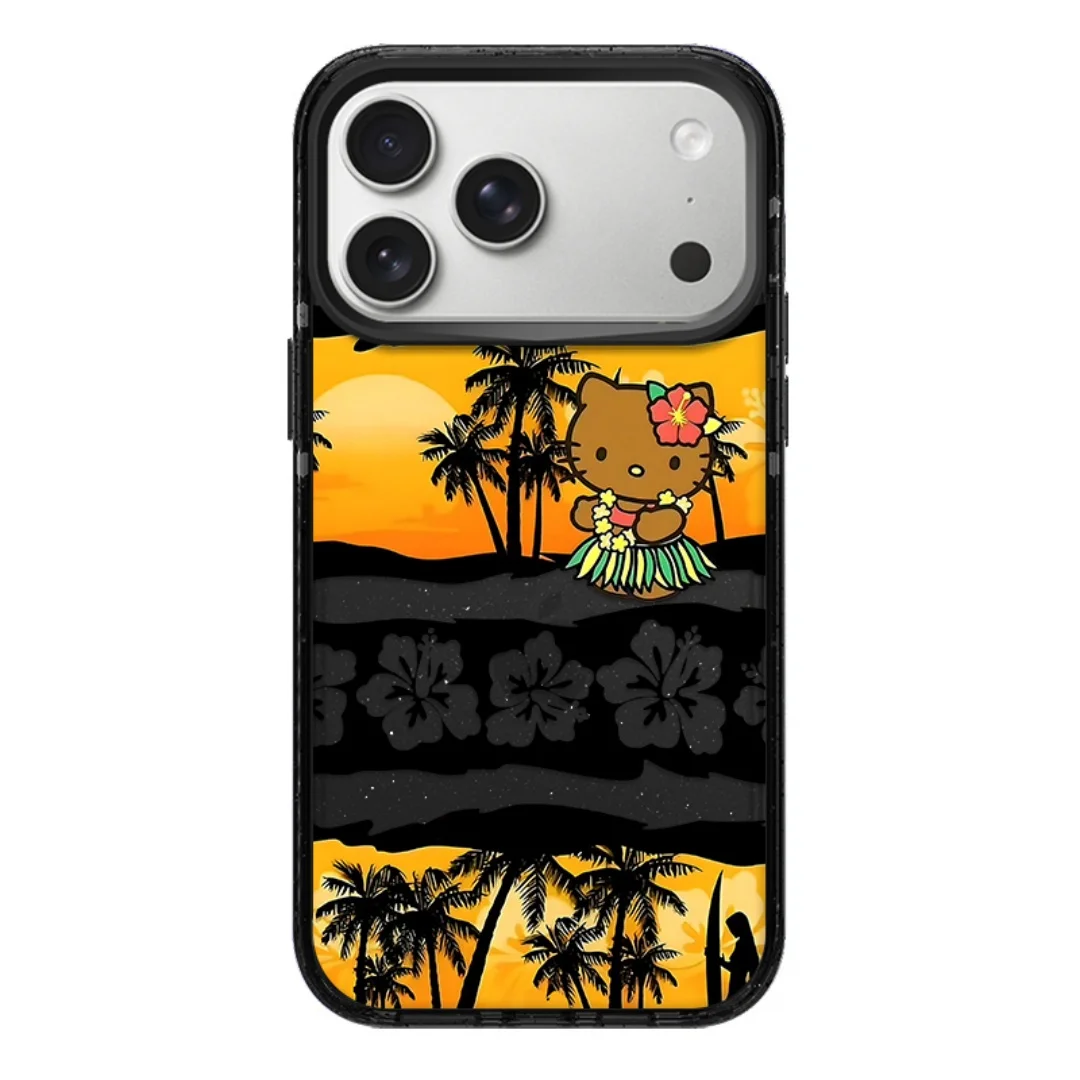Hello Kitty Black Sexy Beach Surfing Phone Case For iPhone 17 16 15 14 13 Pro Max 14 15 Plus Air 16E  Bumper Case Cover for Girl