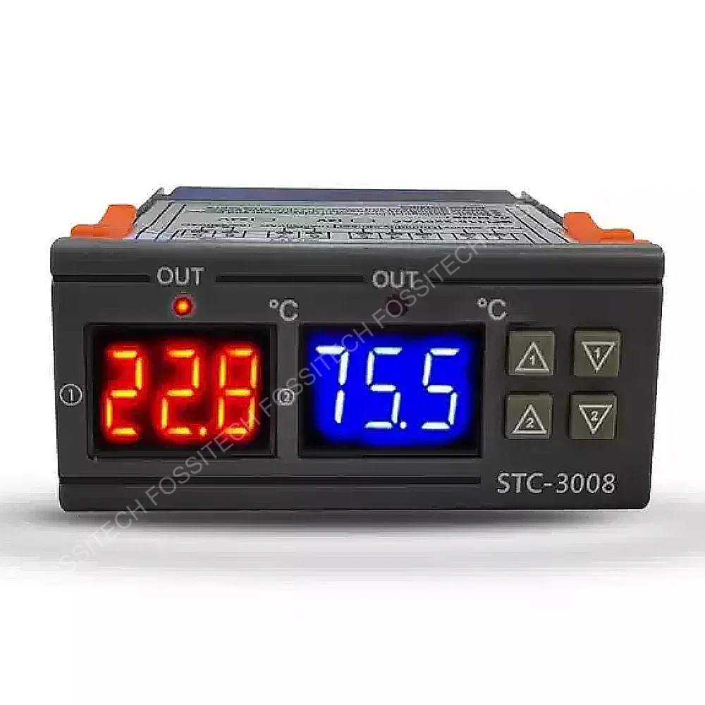 STC-3008 Digital 2-Channel Temperature Controller AC/DC Dual Display Dual Temperature Incubation Temperature Controller Switch