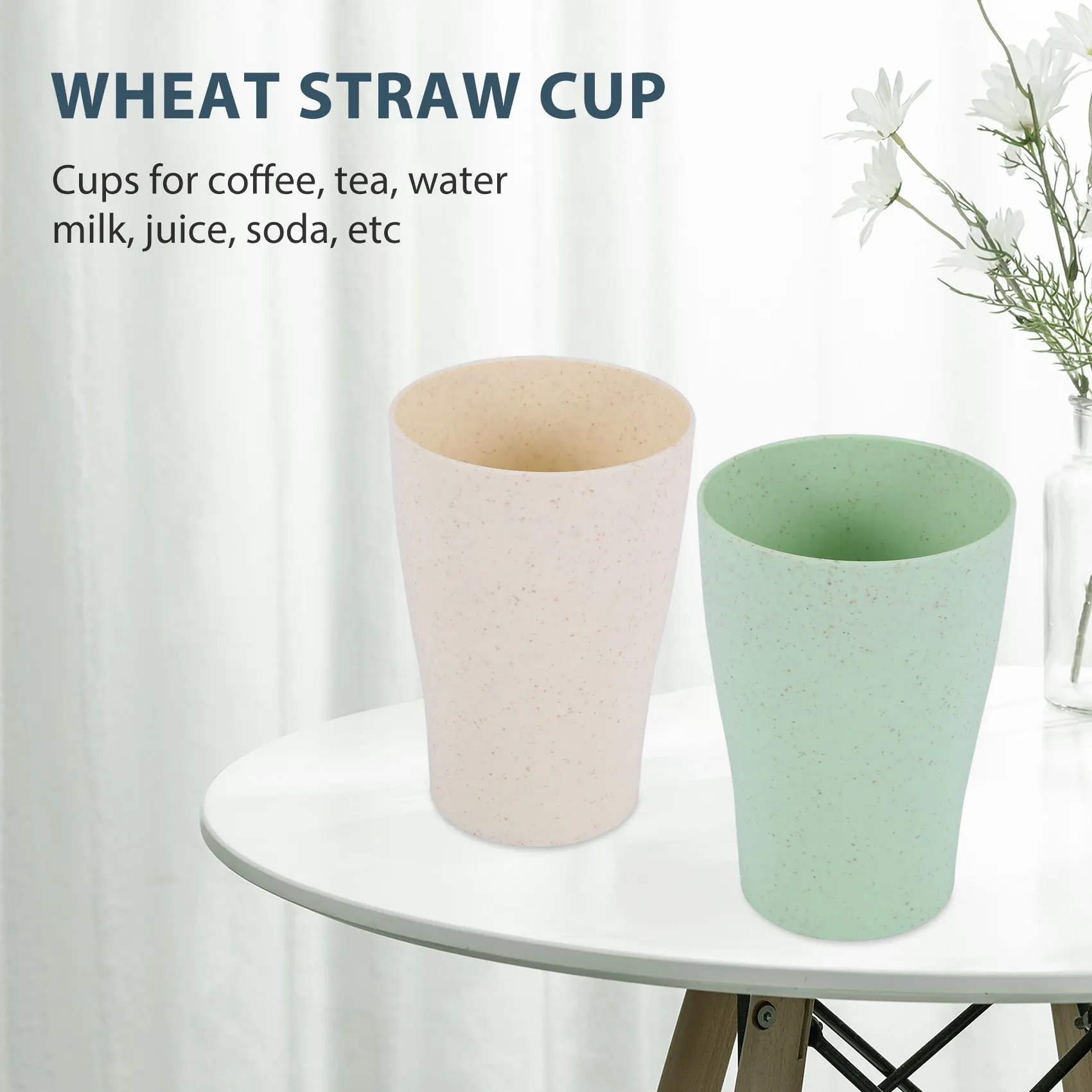 16 Pack Wheat Straw Drinking Cups,for Kids Adult,10 Oz Reusable Tumblers Stackable Cups for Kitchen, and Picnic