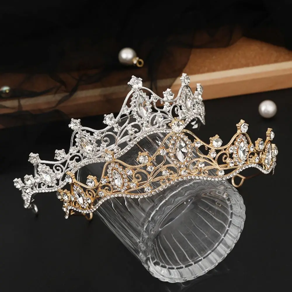 Bar Mitzvah Crown Retro Crown Rhinestone Hair Hoop Metal Princess Crowns Korean Style Hair Accessories Bride Tiaras Hair Jewelry