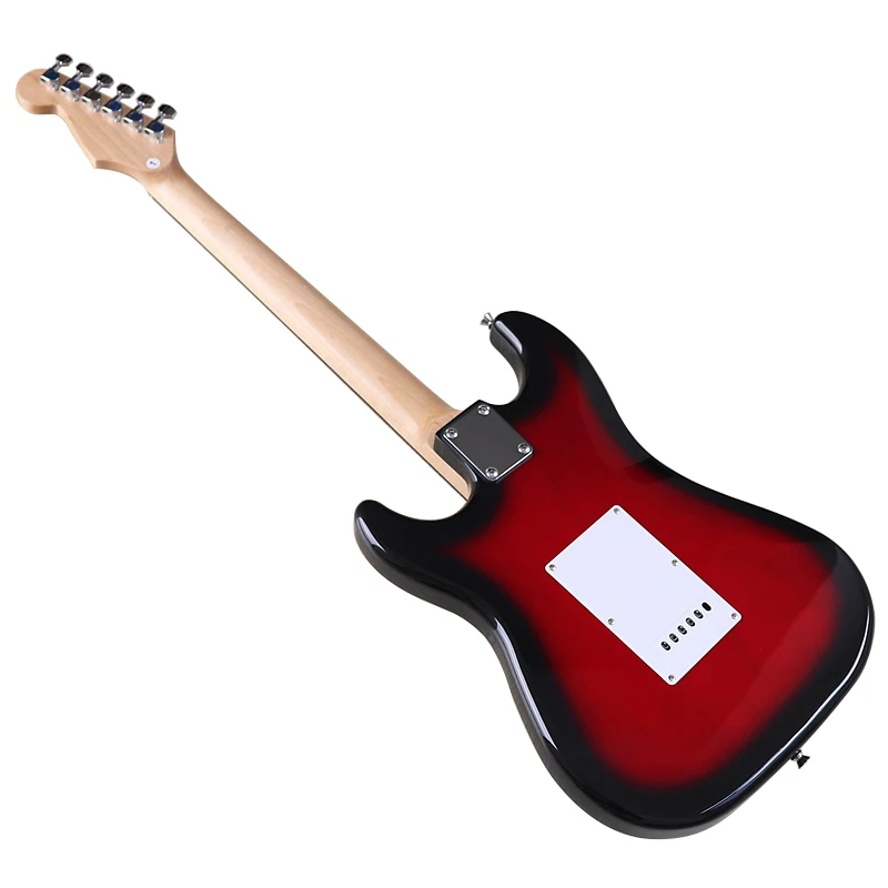 Electric Guitar with Solid Bassood Body, 6 String, 24 Frets, Red, Black, Natural Color, 648mm Scale Length, Good Handcraft