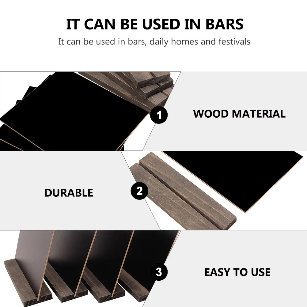 2 قطعة سبورة سطح المكتب مع حامل دعم سطح الكتابة القابل لإعادة الاستخدام لمتجر المقهى ديكور المكاتب المنزلية سبورة خشبية #4