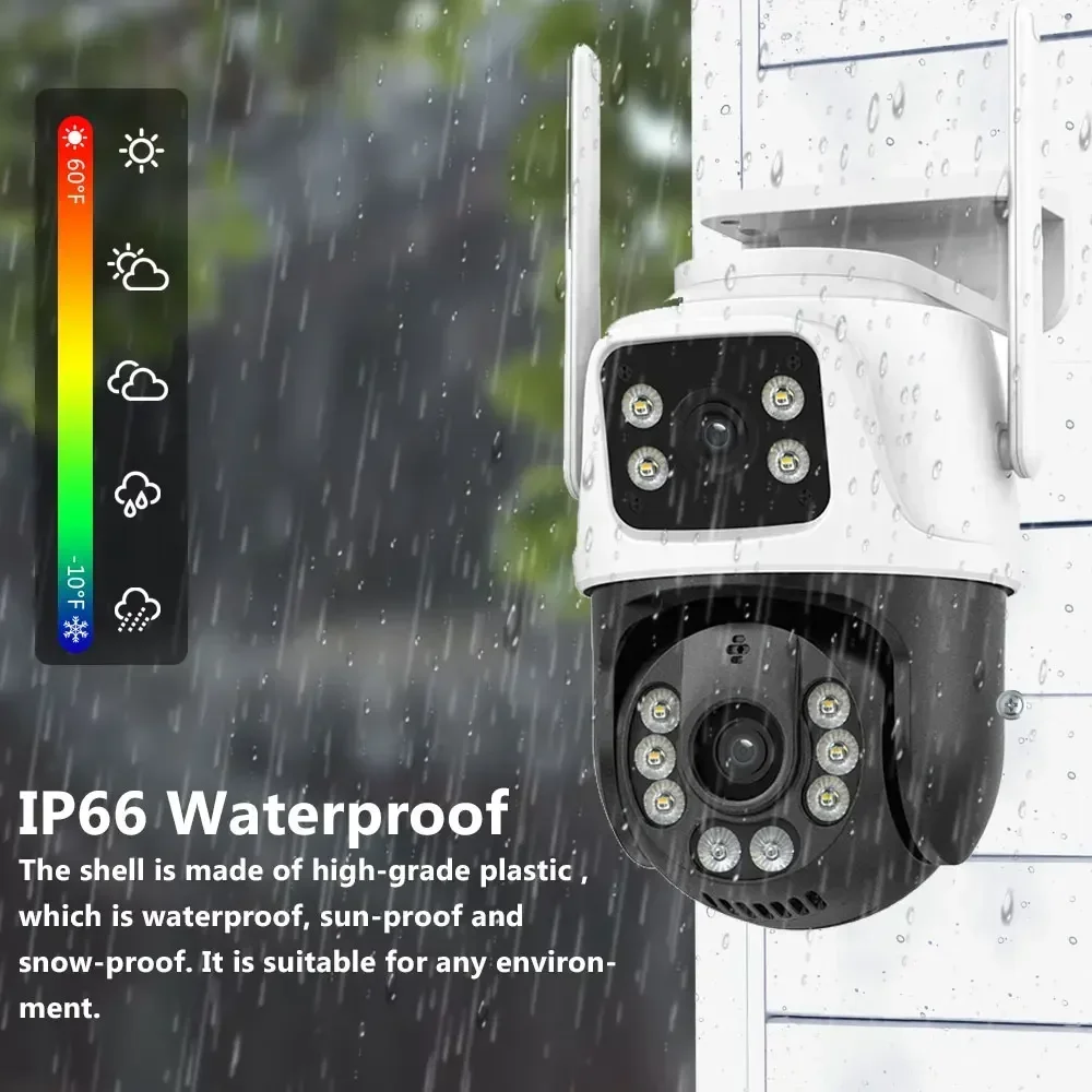 8MP 4K PTZ WiFi IP Camera smart home Protection schermo a doppia lente visione notturna a colori Auto Track CCTV telecamera di protezione di sicurezza