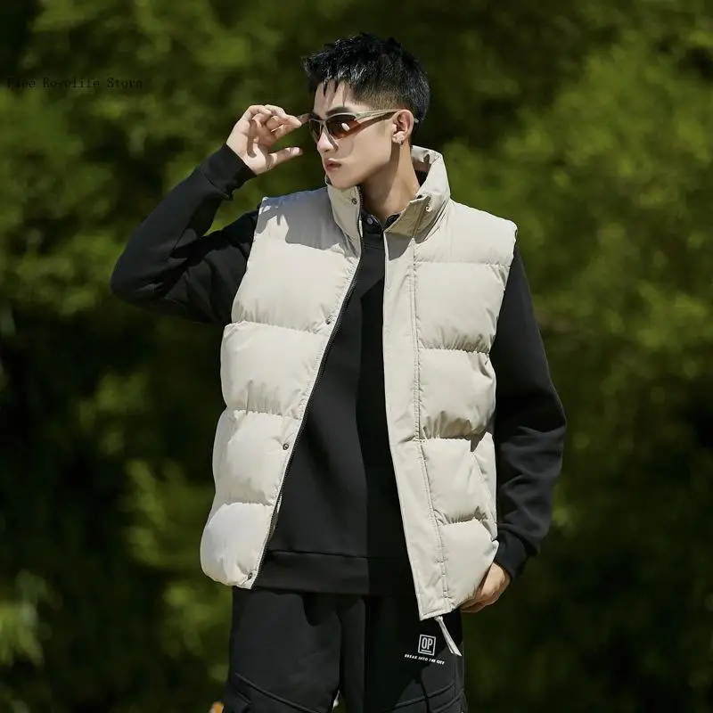 Spring Autumn and Winter Loose Casual Couple's Outerwear Stand Collar Camisole Workwear Cotton Jacket Vest Men's Clothing