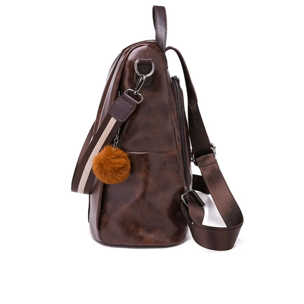 PU Leather Laptop School Bag Simple Solid Color Large Capacity Backpack Daypack Waterproof College Backpack Teenagers