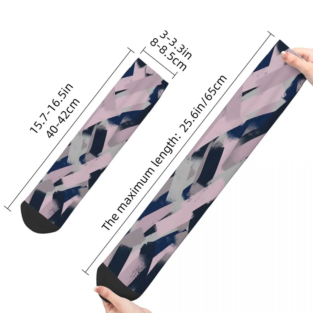 Happy Funny Men's Socks Navy Grey Pink Smudgy Brush Strokes Vintage Camo Hip Hop Novelty Crew Crazy Sock Gift Pattern Printed