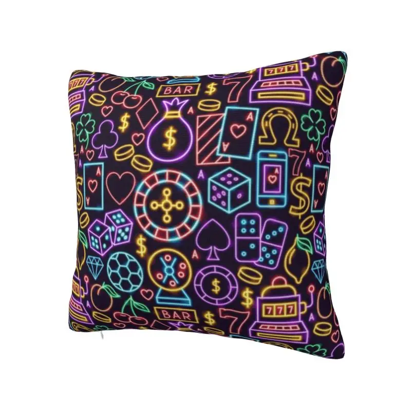 Modern Gambling Luck Money Poker Cards Cushion Cover Polyester Dice Throw Pillow Case Bedroom Decoration