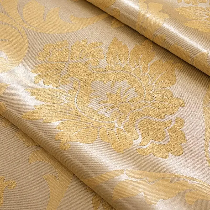 1 Panel 140cm Width European Flower Curtain for Bedroom Luxury Gold Curtain for Living Room