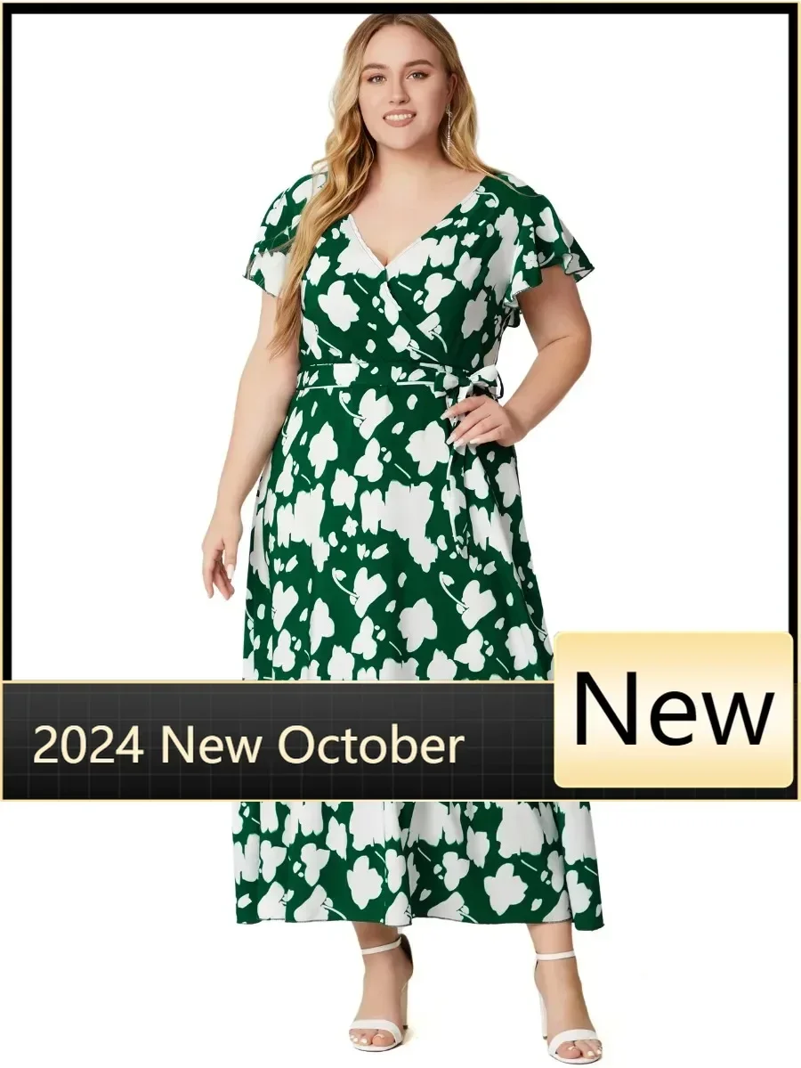

Customized Plus Size Floral Print Short Sleeve Bohemian Casual Dresses For Women