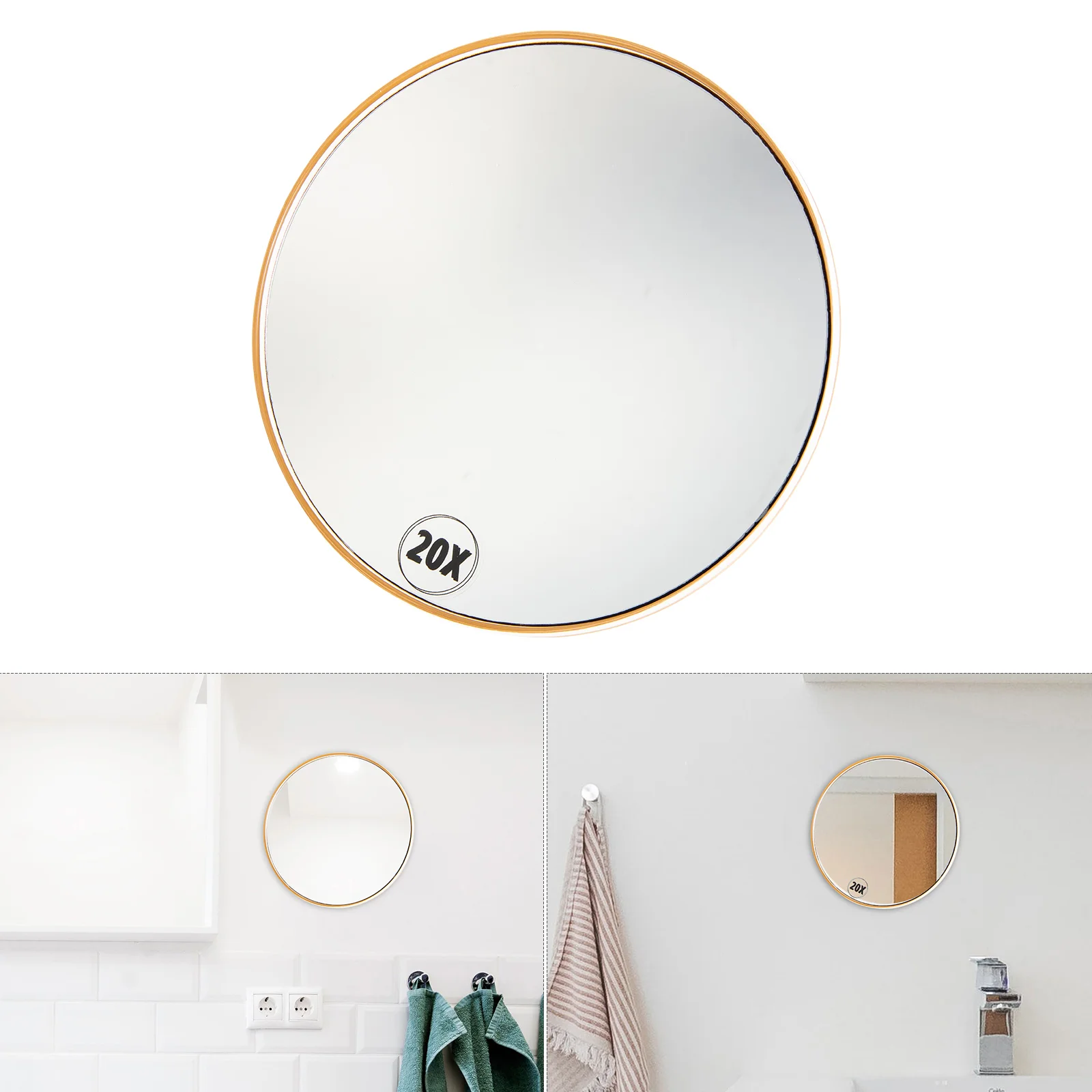 Magnified Mirror Shower for Shaving Suction Cup Beauty Decorate Vanity Stool Portable Home Round Makeup