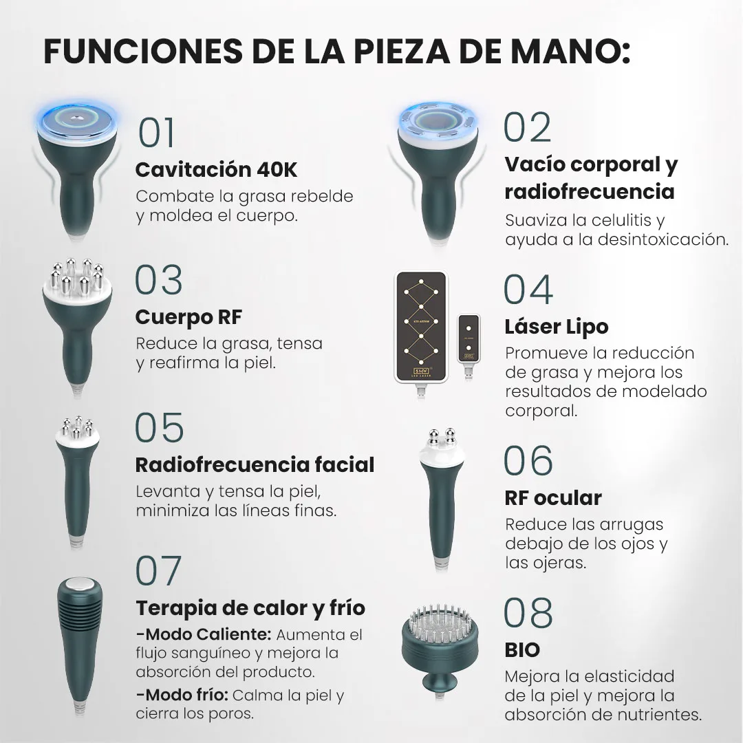 آلة التجويف بالموجات فوق الصوتية Pro 9-in-1 40k لتحديد الجسم والعناية بالوجه