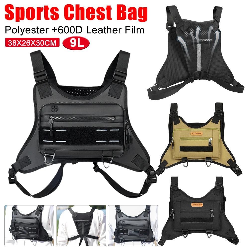 Front Sports Chest Bag With Adjustable Straps Tactical Shoulder Backpack Large Capacity Outdoor Cycling Climbing Bag Women Men