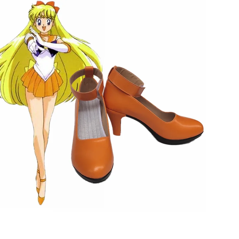 

Обувь для косплея Sailor Venus Aino Minako, ботинки для девочек в стиле аниме на высоком каблуке из искусственной кожи на Хэллоуин