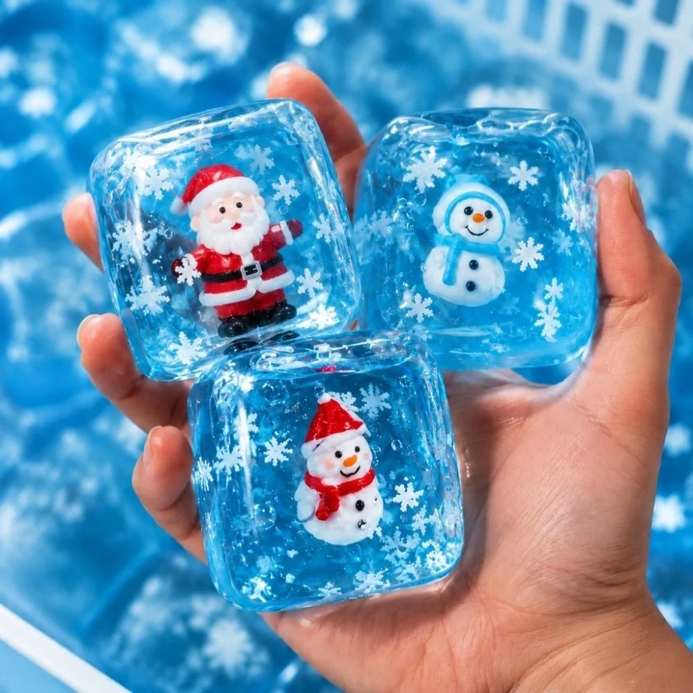 Maltose Texture Christmas Ice Cube Stress Relief Christmas Decor Christmas Squishy Santa Design Christmas Gift Soft Squishy