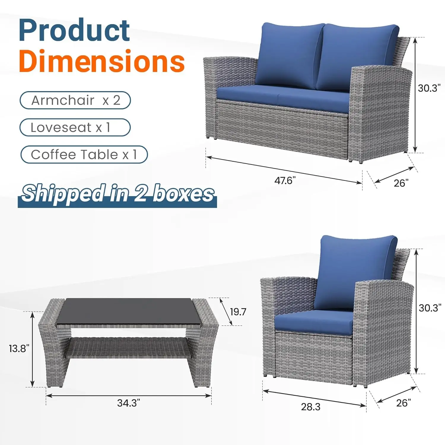 مجموعة أثاث الفناء المكونة من 4 قطع، مجموعة أثاث محادثة للفناء الخارجي من الخيزران، أريكة فناء خارجية لجميع الأحوال الجوية مع وسادة وGl