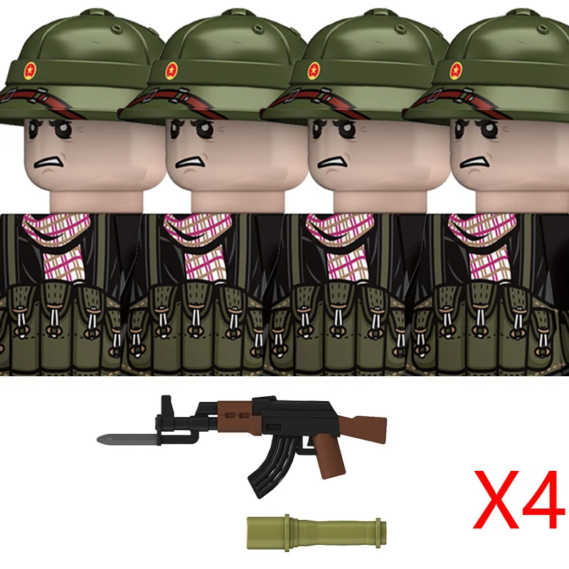 Military The Vietnam War US Soldiers Figure Building Blocks Vietnamese American Army Infantry Machine Gunner Weapons Bricks Toys 2