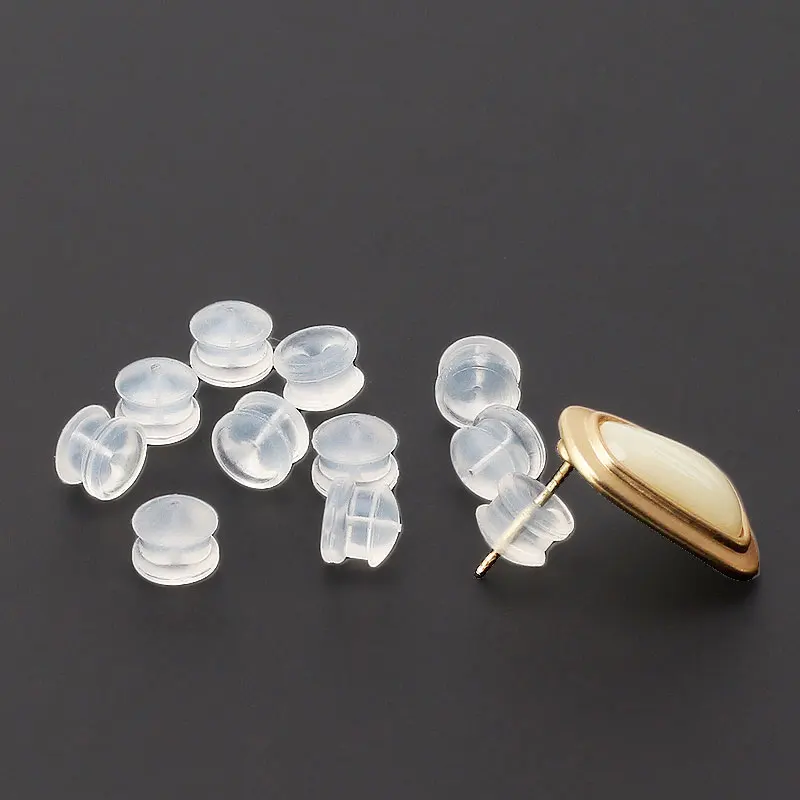 

100pcs Silicone Hamburger Earring Backs - Large Stud Earring Backs, Through-Hole Design Through-Hole Design for 0.8-1.1mm Posts