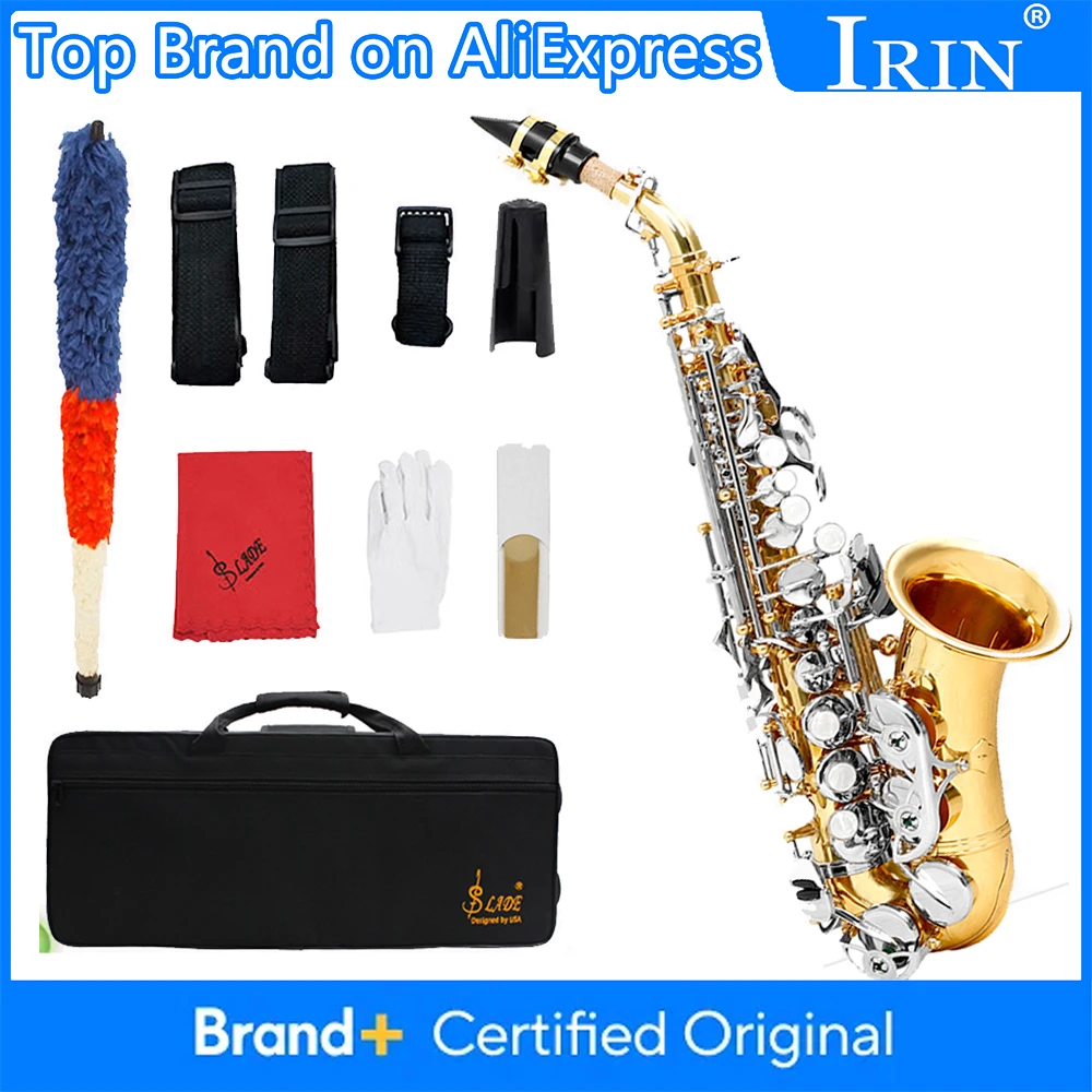 

SLADE Bb Soprano Saxophone Brass Body Carved Keys White Shell Keys Saxophone with Reed Glove Back Rubbing Coth Saxophone Kit ﻿