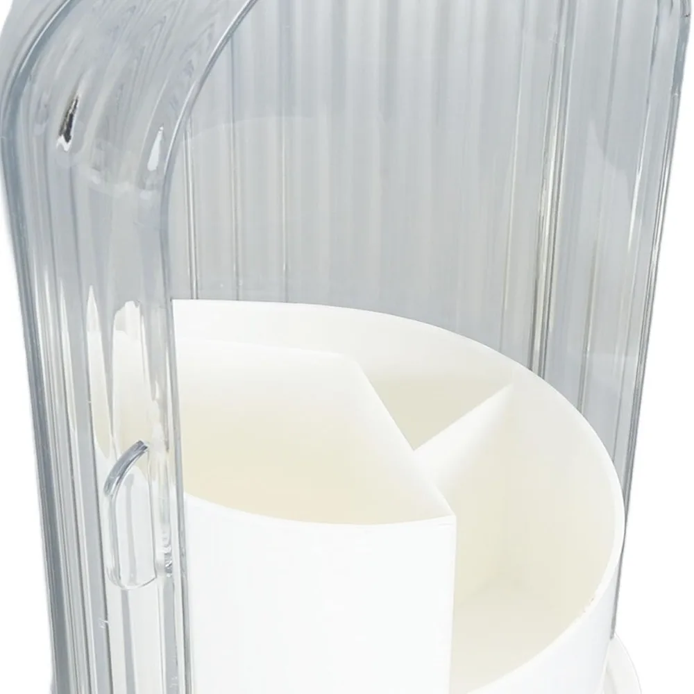 Transparent Makeup Brush Organizer Multiple Compartments 360 Degree Rotatable Toothbrush Holder Cosmetic Storage Box
