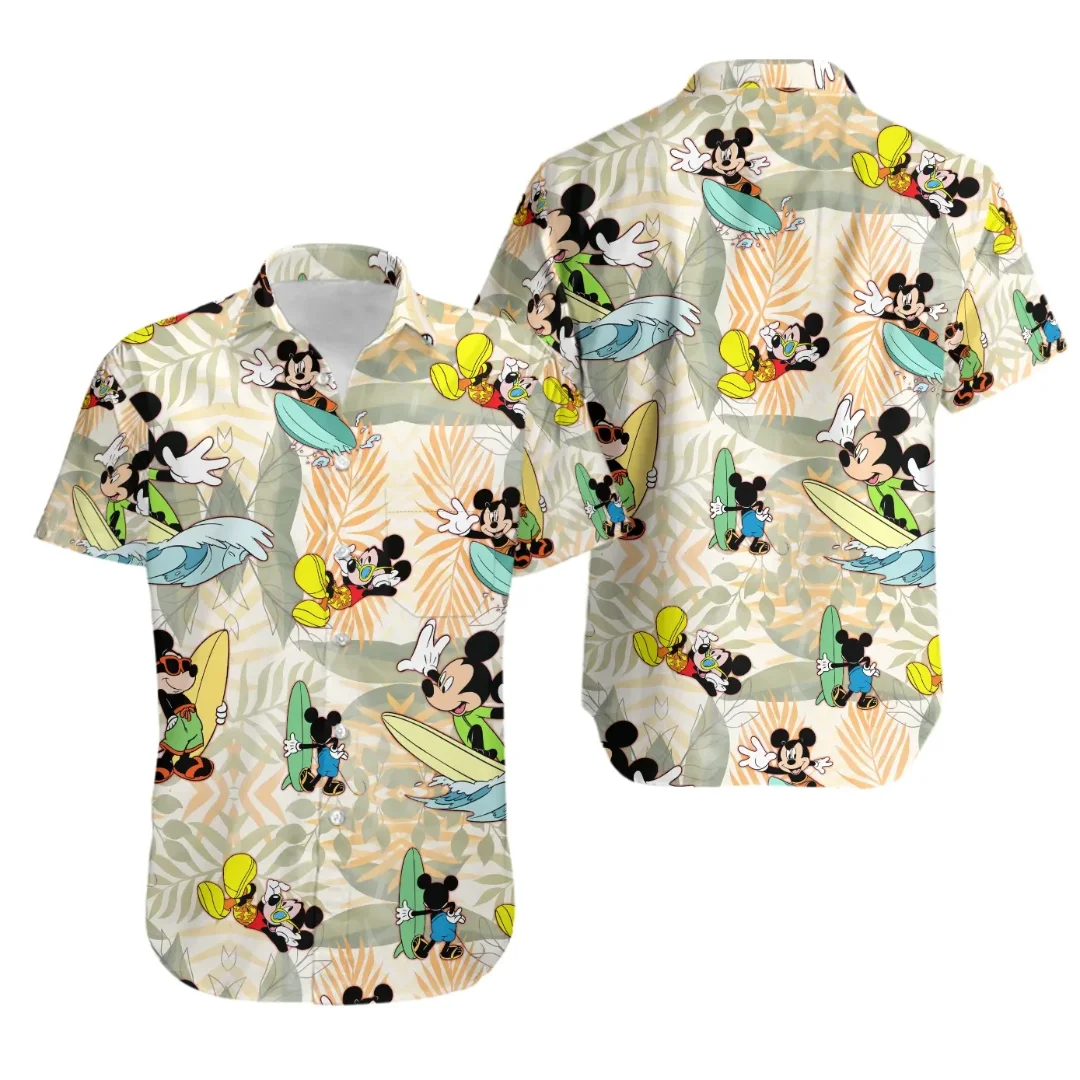 Disney Mickey Hawaiian Shirt Summer Beach Trip Family Wear Men's Womens Clothing Mickey Mouse Hawaiian Beach Shirt Short Sleeve