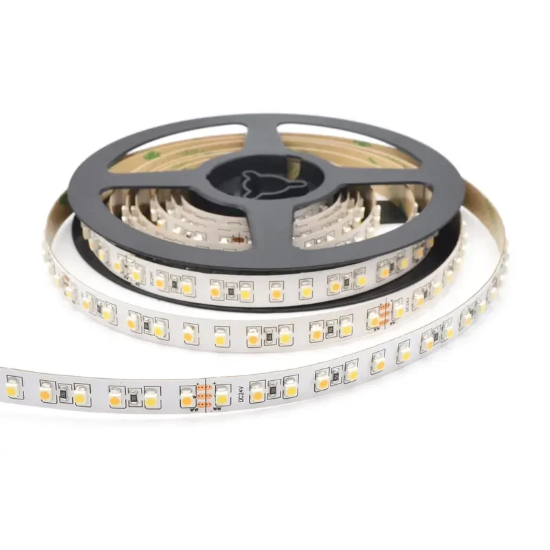 3000K 6000K Two Color CCT LED Strip Light 24V 120LEDs 3528 SMD Flexible Tape IP20 10mm PCB Variable White for Home Decoration