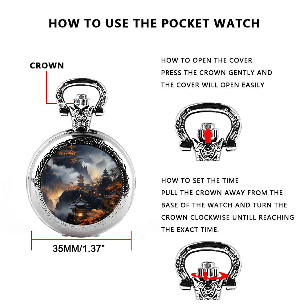 Popular Anime Theme Design Vintage Quartz Pocket Watch for Women Men Necklace Pendant Clock Chain Kids Pocket Watch Special Gift