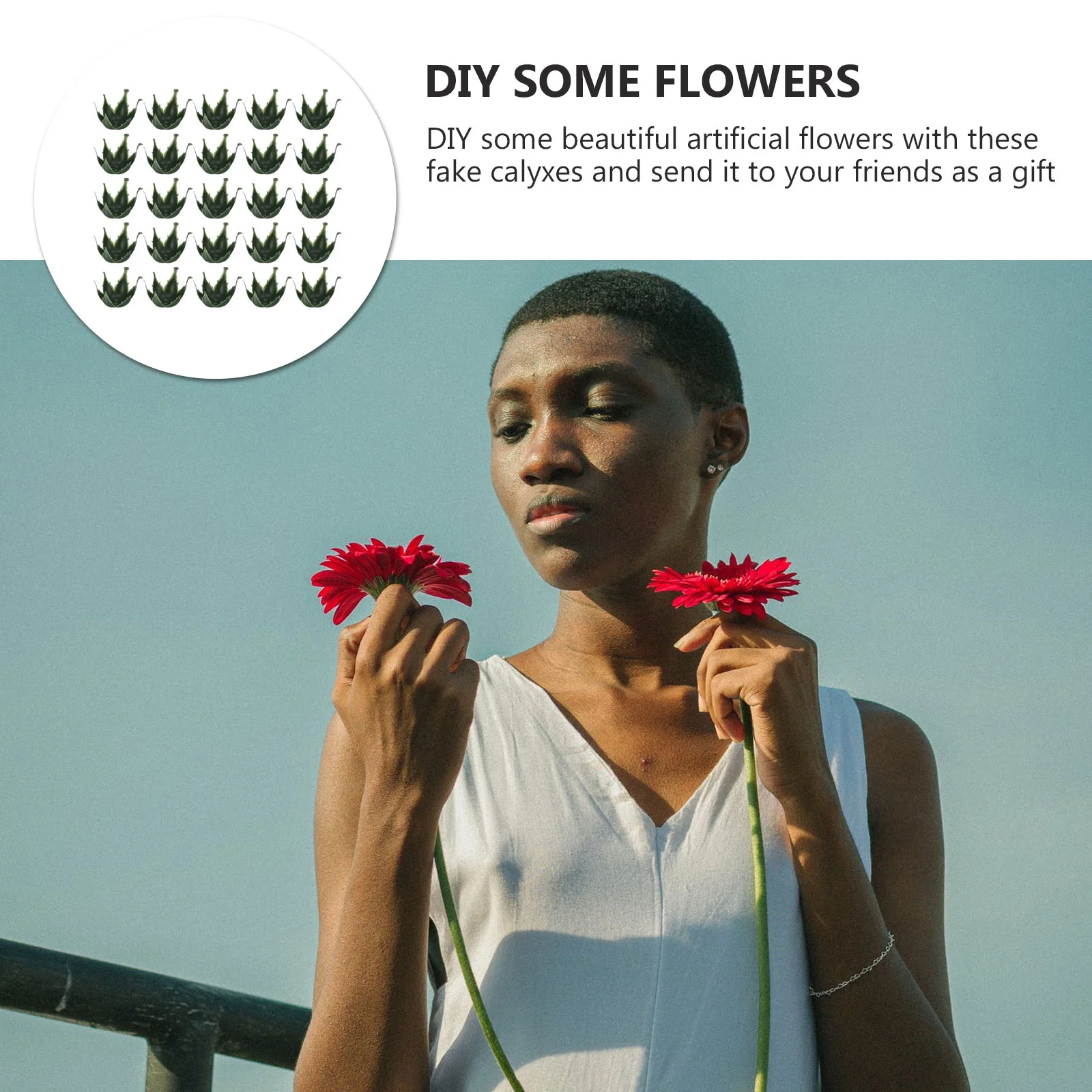 Flower Rose Calyx Receptacle Artificial Roses Fake Calyxes Flowers Plastic Simulated