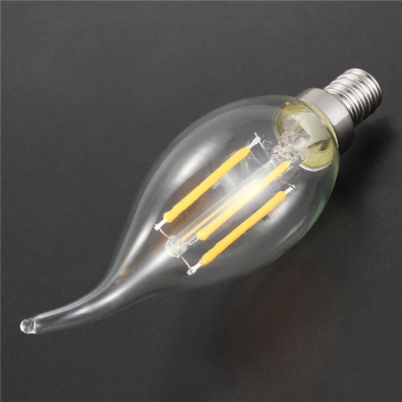 10X Dimmable E12 4W COB  Candle Flame Filament LED Light Bulb Lamp 12.5X3.5Cm
