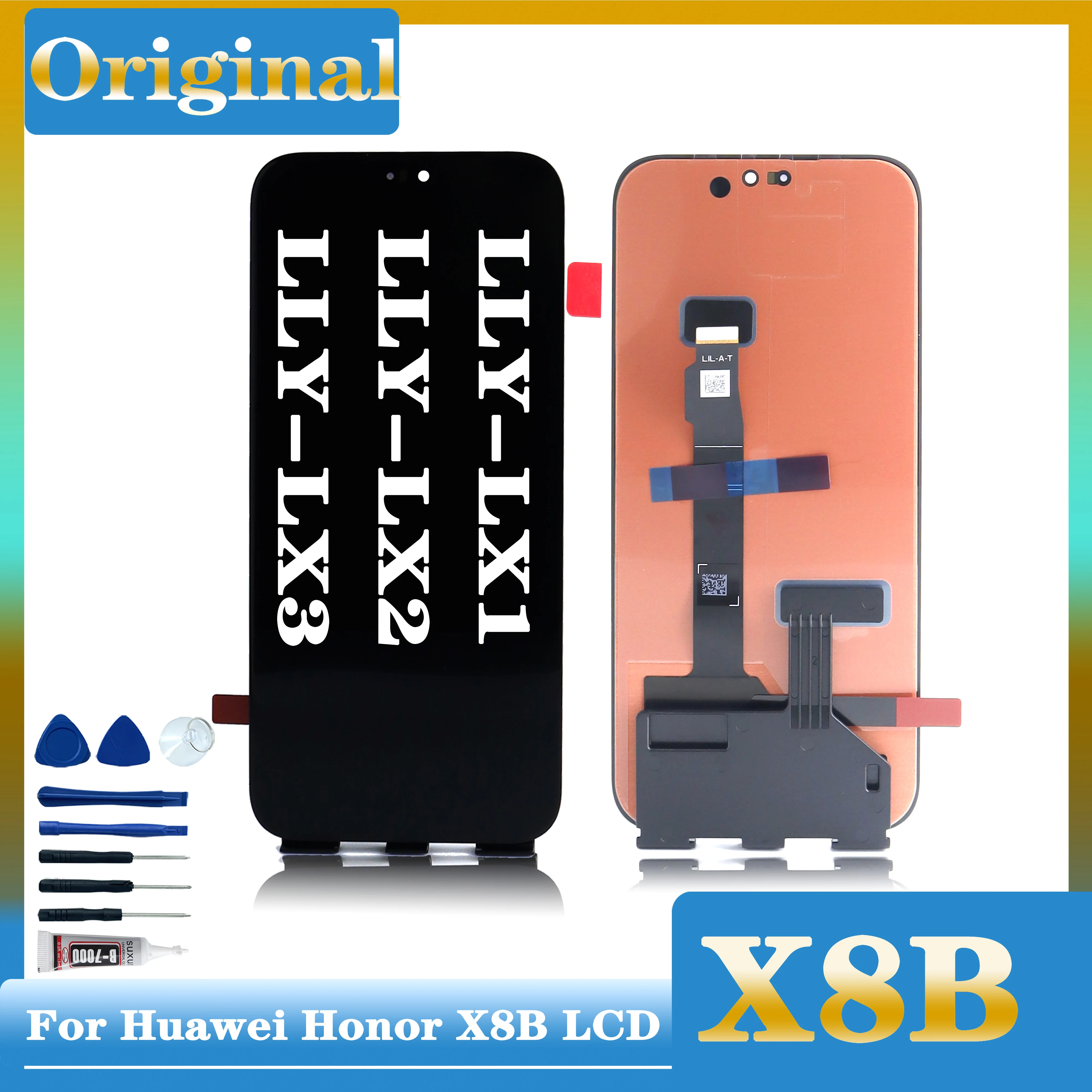 

6.7" AMOLED For Huawei Honor X8b LCD LLY-LX1, LLY-LX2, LLY-LX3 Display Screen Frame Touch Panel Digitizer For Honor X8B LCD