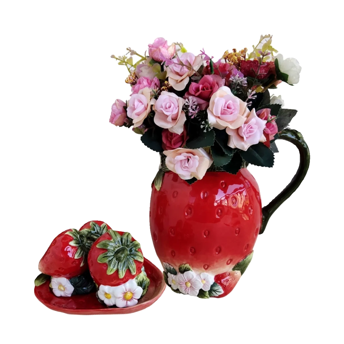 Ceramic Strawberry Vase European Home Dining Table Porch TV Cabinet Decoration