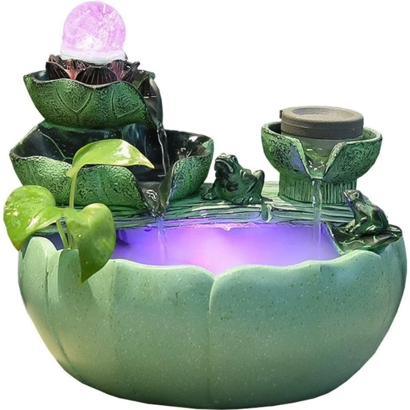 

Indoor Fountains Rockery Waterfall Tabletop Fountain Indoor Lucky Feng Shui Wheel Living Room Office Desktop Decoration Gift