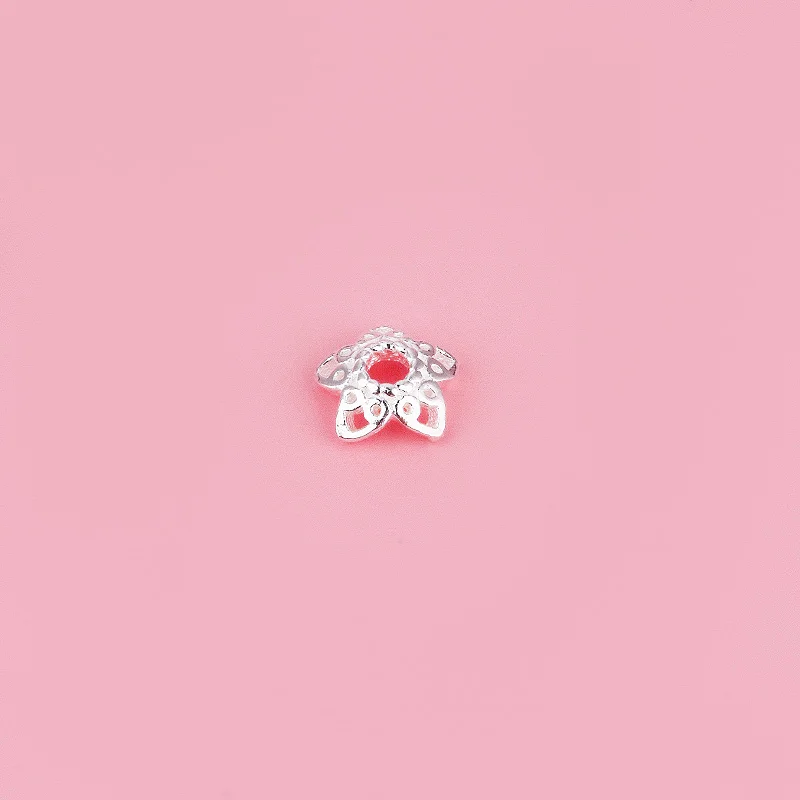 S925 الفضة النقية التايلاندية الفضة الخماسية نجمة صينية للزهور سوار ذاتي الصنع قبعة مطرز إكسسوار صينية خرز فضية #3